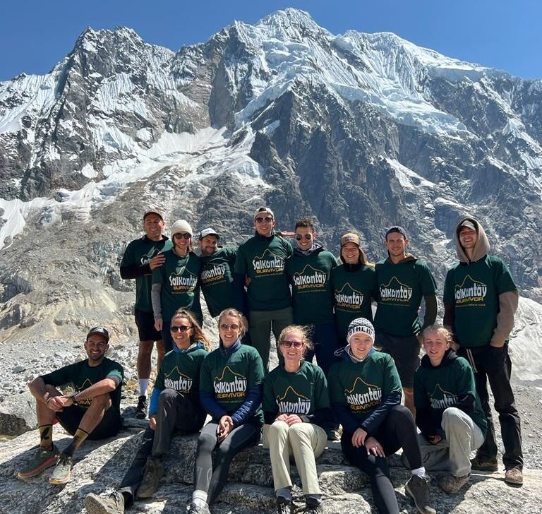 Salkantay Trek hikers at mountain campsite